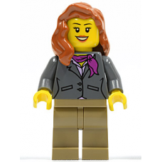 cty370 Dark Bluish Gray Jacket with Magenta Scarf, Dark Tan Legs, Dark Orange Female Hair over Shoulder